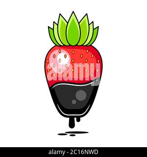 Chocolate Dipped Strawberry - Vector Illustration Suitable For Greeting Card, Stock Vector