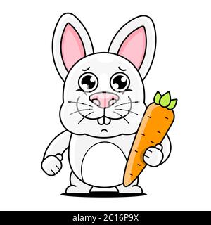 Cartoon Cute Rabbit Posing Illustration Suitable For Greeting Card, Poster Or T-shirt Printing. Stock Vector