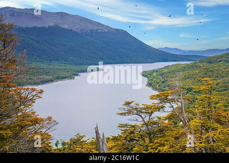 Argentinian green lake Stock Photo