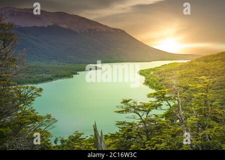 Argentinian green lake Stock Photo