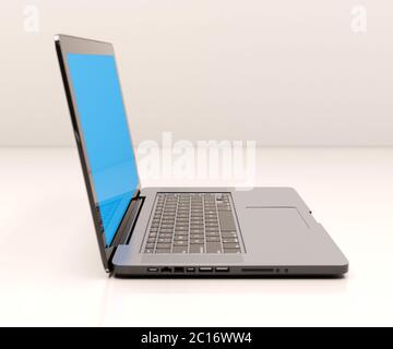 Laptop with Blank Screen Stock Photo