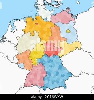 west european country germany and the federal states Stock Vector