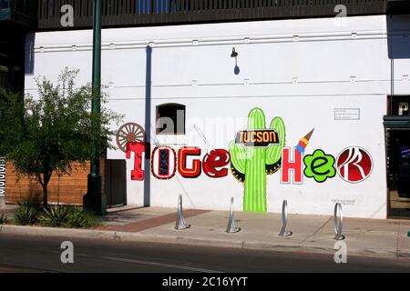 'Tucson Together' mural painted on the side of a building in downtown Tucson AZ Stock Photo