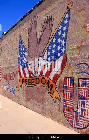American patriotism murals painted on the wall of a military surplus store in Tucson AZ Stock Photo