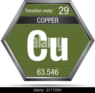 Copper symbol on chemical flask. Element number 29 of the Periodic ...
