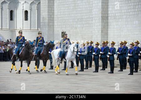 Honor Guard Inspection  - The Colonel of the Presidential Regiment inspects the guard of honor Stock Photo