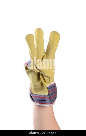 Working mens gloves on white background Stock Photo