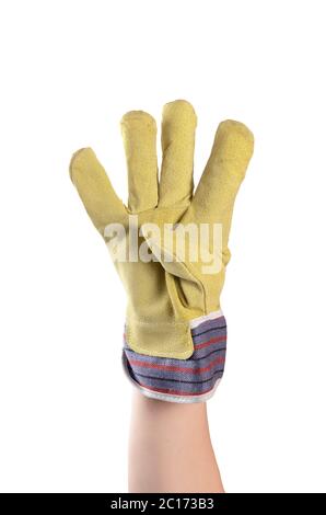 Working mens gloves on white background Stock Photo
