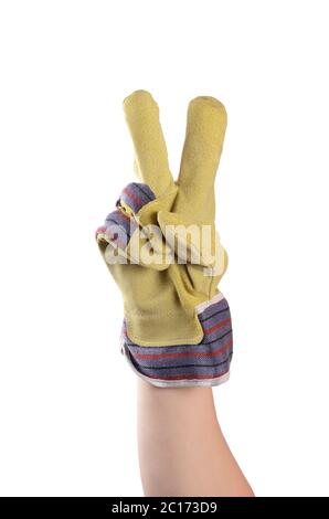 Working mens gloves on white background Stock Photo