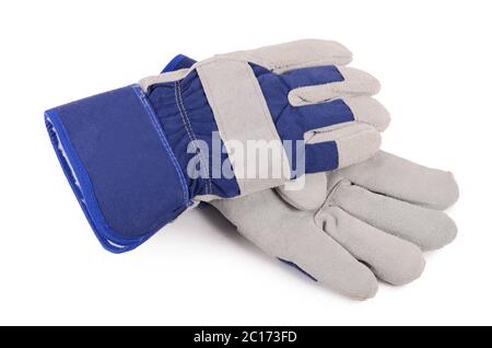 Working mens gloves on white background Stock Photo