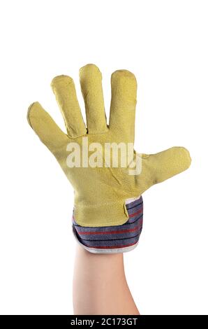 Working mens gloves on white background Stock Photo