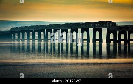 The Tay Rail Bridge, Dundee, Scotland, United Kingdom. Stock Photo