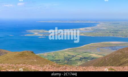 Looking North from Baurtregaum Mountain towards Fenit and Kerry Head on the Wild Atlantic Way in County Kerry, Ireland Stock Photo