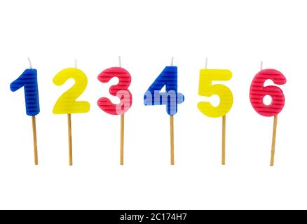 Number birthday candles isolated on white background Stock Photo