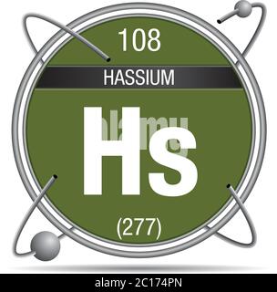 Hassium symbol. Element number 108 of the Periodic Table of the ...