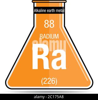 Radium symbol on chemical flask. Element number 88 of the Periodic Table of the Elements - Chemistry Stock Vector