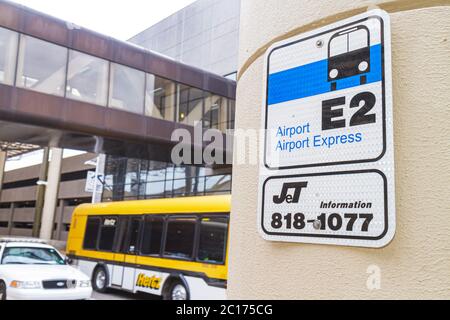 New Orleans Louisiana,Louis Armstrong New Orleans International Airport,MSY,outside exterior front,entrance,ground transportation,express bus,coach,st Stock Photo