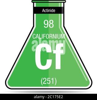 Californium symbol on chemical flask. Element number 98 of the Periodic Table of the Elements - Chemistry Stock Vector