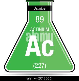 Actinium symbol on chemical flask. Element number 89 of the Periodic Table of the Elements - Chemistry Stock Vector