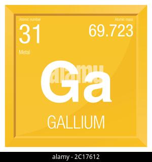 Gallium symbol. Element number 31 of the Periodic Table of the Elements ...