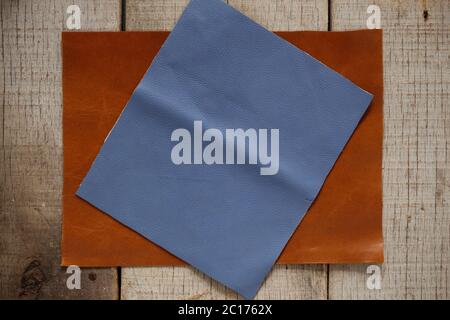 leather on the old wooden. Stock Photo