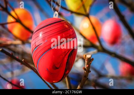 Easter Eggs on a tree Stock Photo