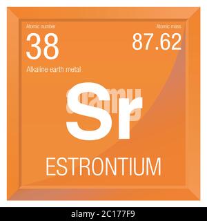 Estrontium symbol. Element number 38 of the Periodic Table of the ...