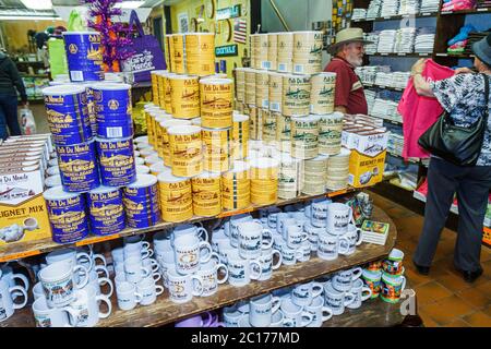 New Orleans Louisiana,French Quarter,historic district,Decatur Street,Cafe du Monde,coffee shop,stand,café au lait,beignetsgift shopping shopper shopp Stock Photo