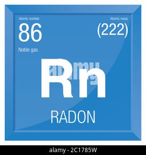 Radon symbol. Element number 86 of the Periodic Table of the Elements ...