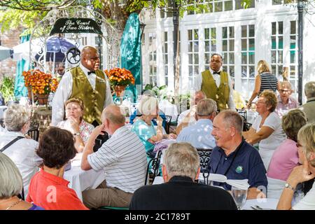 Louisiana New Orleans French Quarter,Royal Street,The Court of Two Sisters,Jazz Brunch buffet style,food,all you can eat,Creole cooking,historic resta Stock Photo
