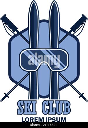 skiing logo with text space for your slogan / tag line, vector illustration Stock Vector