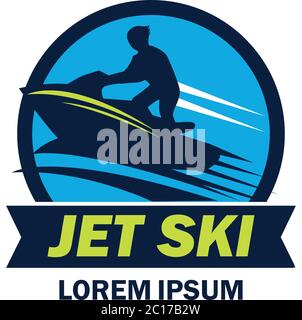 jet ski logo with text space for your slogan / tag line, vector illustration Stock Vector