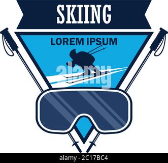 skiing logo with text space for your slogan / tag line, vector illustration Stock Vector