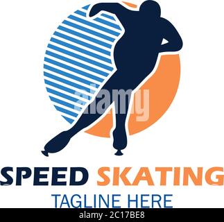 speed skating logo with text space for your slogan / tag line, vector illustration Stock Vector