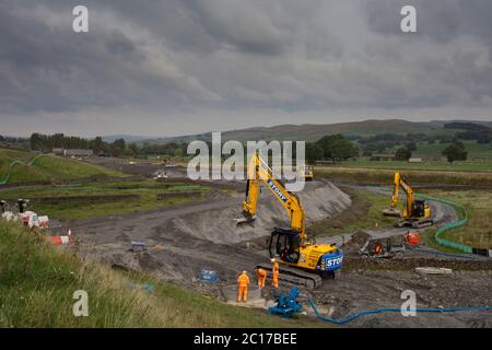 Construction of the freight siding for Arcow Quarry at Helwith Bridge, Yorkshire, UK in 2015 Stock Photo