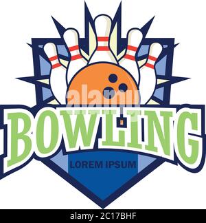 bowling logo with text space for your slogan / tag line, vector illustration Stock Vector