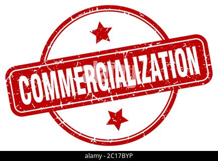 commercialization grunge stamp. commercialization round vintage stamp Stock Vector