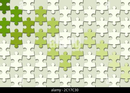 3d wallpaper, jigsaw puzzle pieces on lime color background Stock Photo