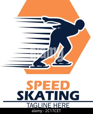 speed skating logo with text space for your slogan / tag line, vector illustration Stock Vector