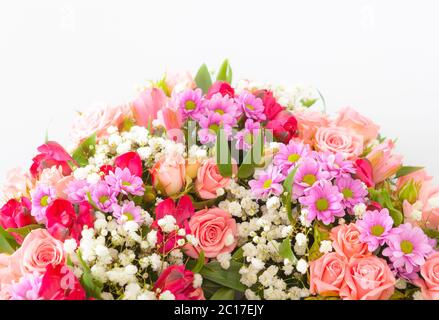 beautiful bouquet of spring flowers on white Stock Photo