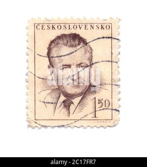 Postage stamp Klement Gottwald, Czechoslovakia 1948. Communist prime minister, president, politician. Value: 1,50 crowns Stock Photo