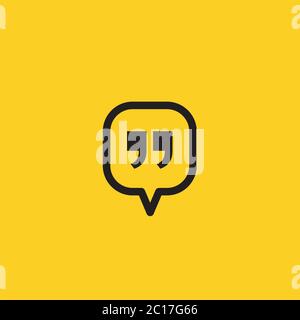 Quote icon. Quotation paragraph symbol. double comma mark. bubble dialogue speech sign. vector illustration Stock Vector