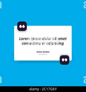 Remark quote text box poster template concept. blank empty frame citation. Quotation paragraph symbol icon. double bracket comma mark. bubble dialogue Stock Vector