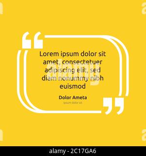 Remark quote text box poster template concept. blank empty frame citation. Quotation paragraph symbol icon. double bracket comma mark. bubble dialogue Stock Vector