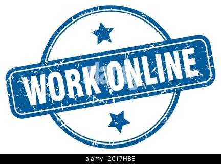 work online grunge stamp. work online round vintage stamp Stock Vector