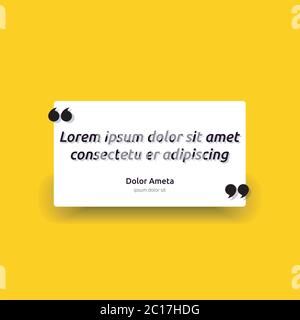 Remark quote text box poster template concept. blank empty frame citation. Quotation paragraph symbol icon. double bracket comma mark. bubble dialogue Stock Vector