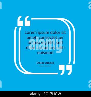 Remark quote text box poster template concept. blank empty frame citation. Quotation paragraph symbol icon. double bracket comma mark. bubble dialogue Stock Vector