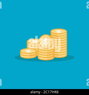 dollar pile coins icon. gold golden money stack for profit financing. business investment growth concept for info graphics, websites, mobile and print Stock Vector