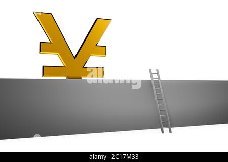 currency rmb sign with ladder Stock Photo