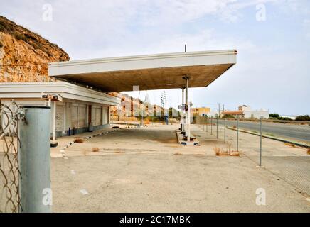 Abandoned Gas Station along the Route 66 Stock Photo